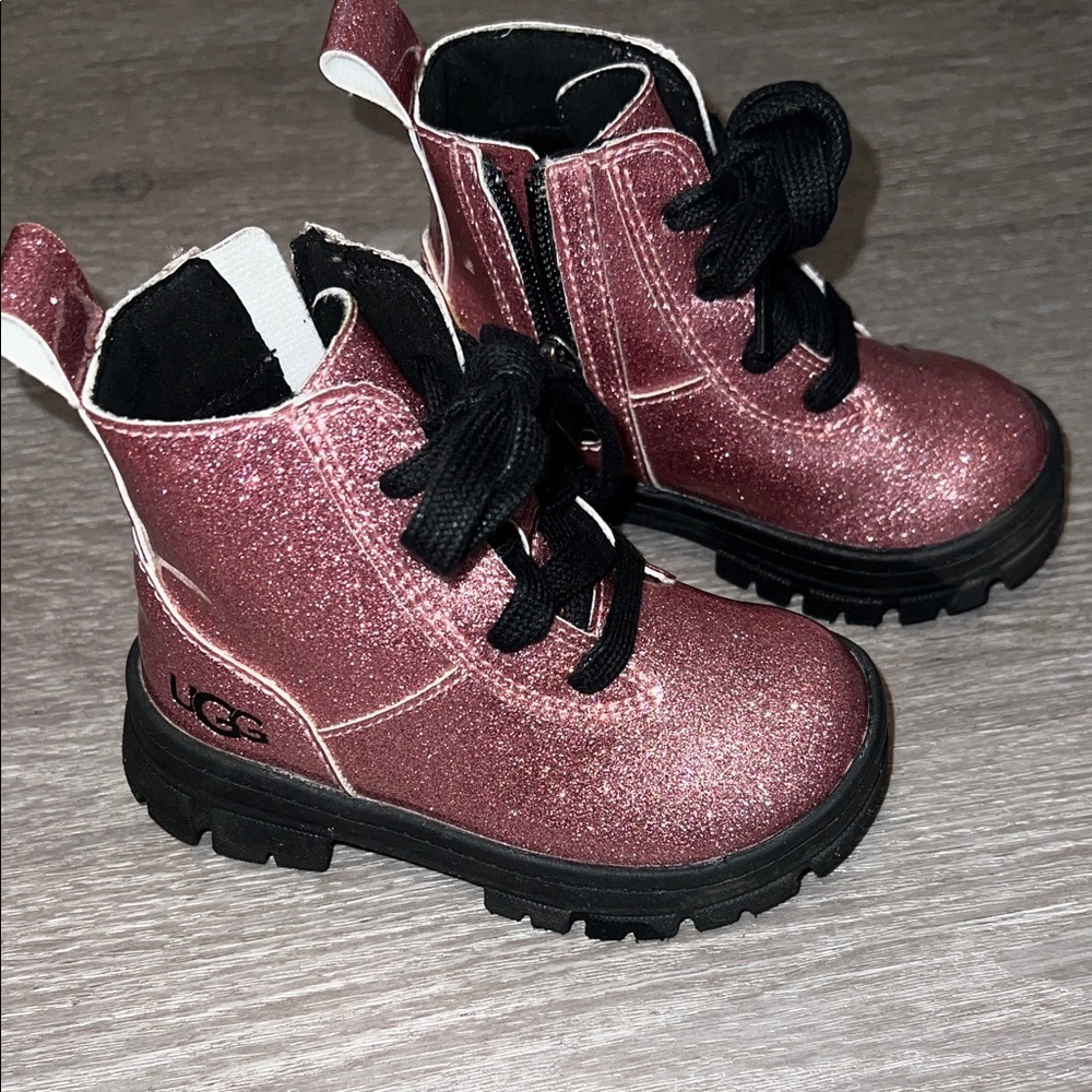UGG Ashton Toddler Glitter Pink Combat Boots sz 7